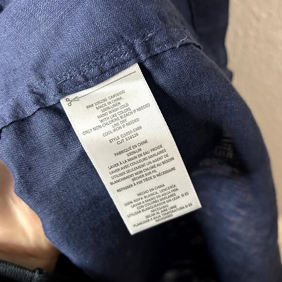 Equipment Knox Corset Front Linen Lace Up Dress Womens Size Small Navy Blue - Picture 4 of 5